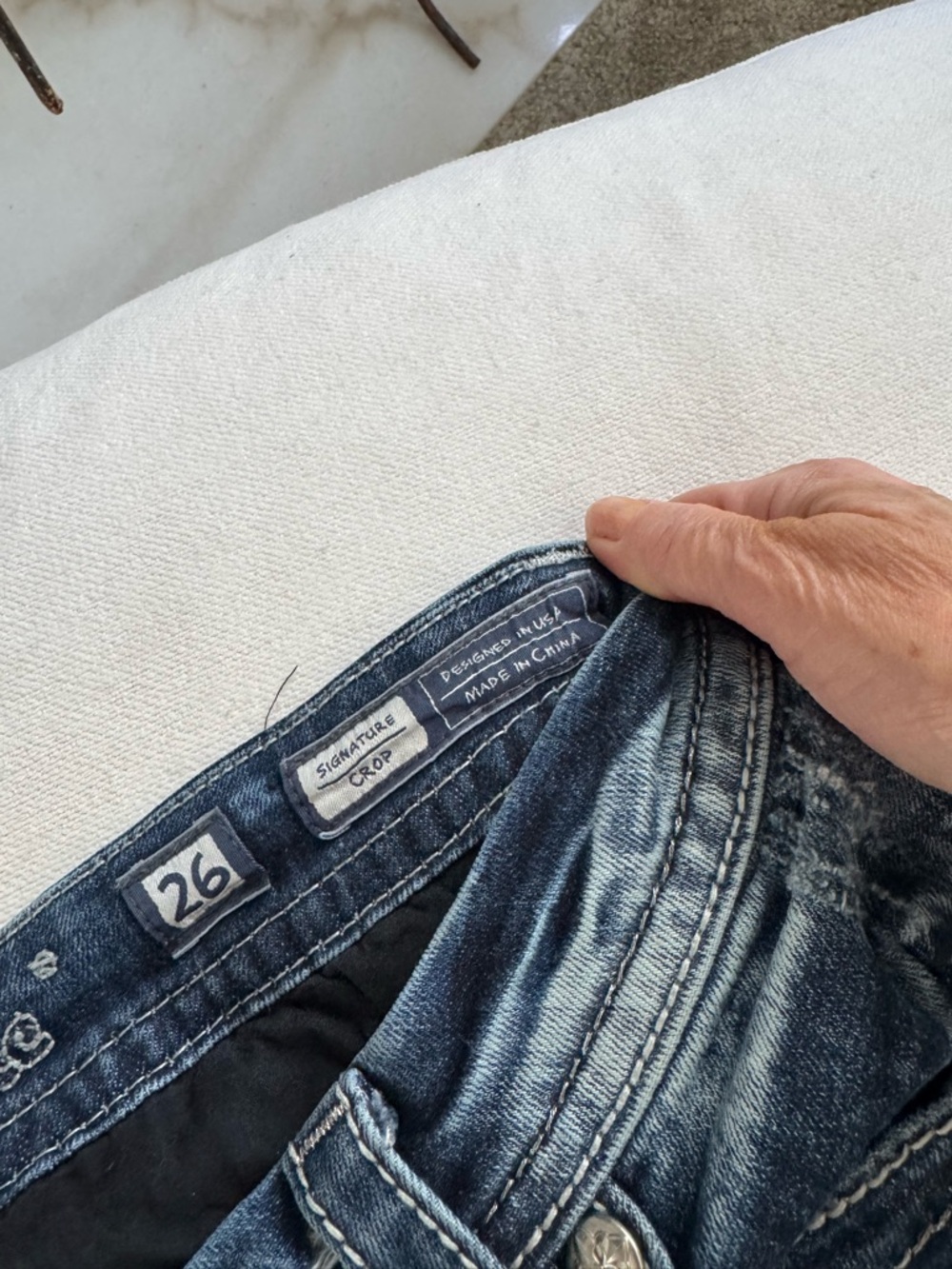 Rock Revival Dark Blue Denim Jeans with Orange Embroidery - Picture 6 of 8